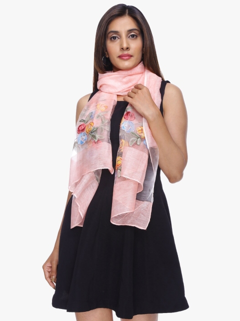 

Scarves & Glitters Women Peach Embroidered Stole