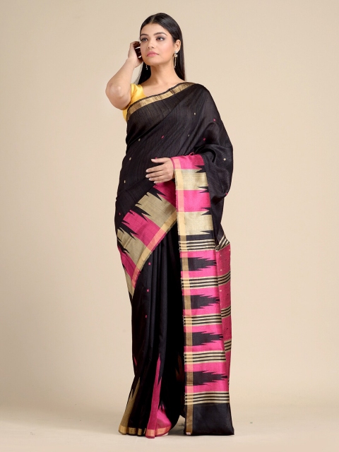 

Mitera Black & Pink Embroidered Silk Blend Saree