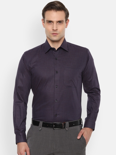 

Louis Philippe Men Navy Blue Cotton Slim Fit Checked Formal Shirt