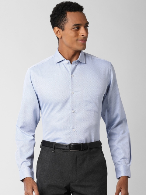 

Peter England Elite Men Blue Self Design Cotton Formal Shirt