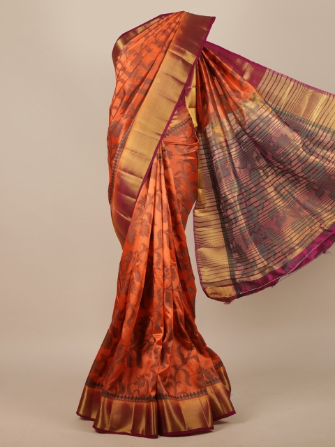 

Pothys Brown & Gold-Coloured Ethnic Motifs Zari Jute Silk Saree