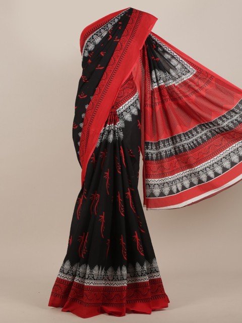 

Pothys Black & Red Floral Saree