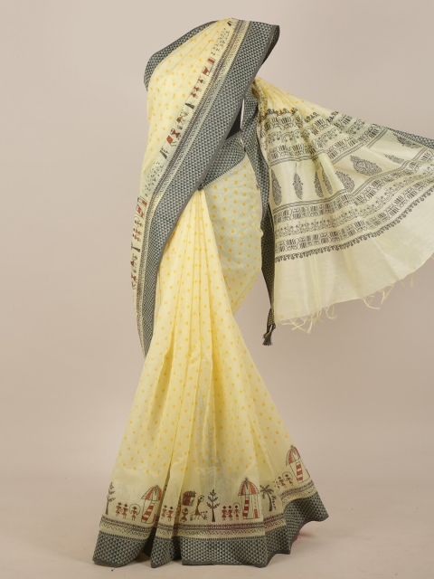 

Pothys Yellow & Grey Ethnic Motifs Saree