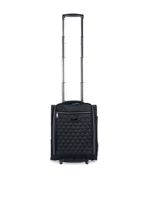 

IT luggage Black Self Designed Soft Sided Cabin 25% Expandable 8 Wheel Trolley Suitcase