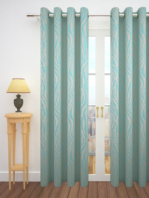 

Story@home Teal Blue Single Self Design Door Curtain