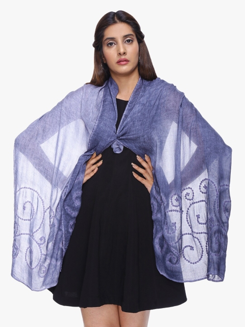 

Scarves & Glitters Women Grey Embroidered Stole