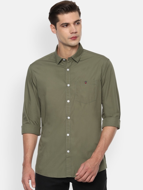 

Louis Philippe Jeans Men Olive Green Slim Fit Solid Pure Cotton Casual Shirt