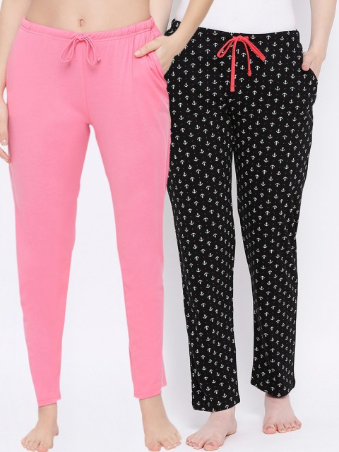

Kanvin Women Pack Of 2 Cotton Lounge Pants, Pink