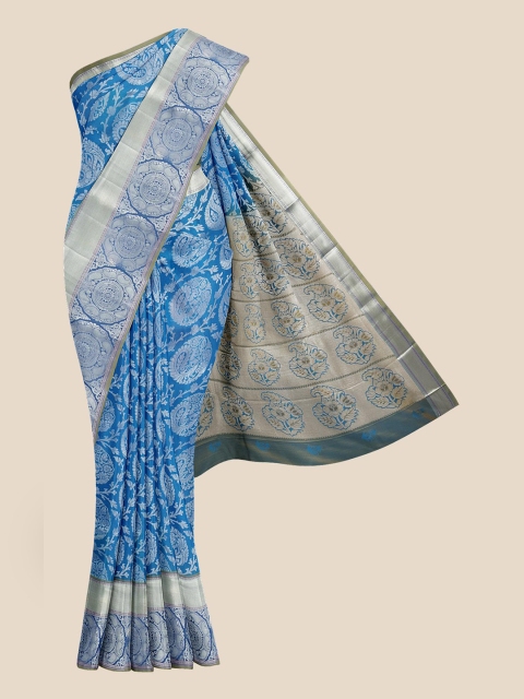 

Kalamandir Blue Woven Design Silk Blend Kanjeevaram Saree