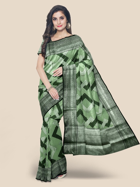 

Kalamandir Green Floral Chanderi Saree