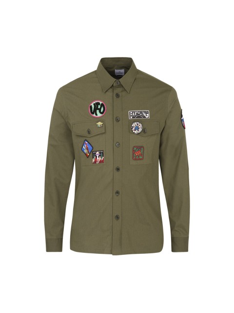

PS By Paul Smith Men Olive Green Printed Casual Shirt
