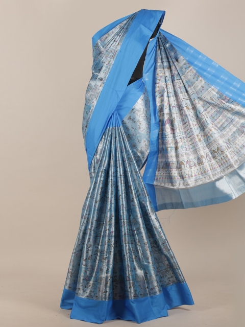 

Pothys Blue Ethnic Motifs Cotton Blend Saree