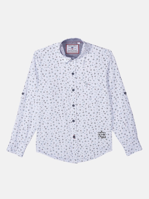 

Monte Carlo Boys White Cotton Floral Printed Casual Shirt