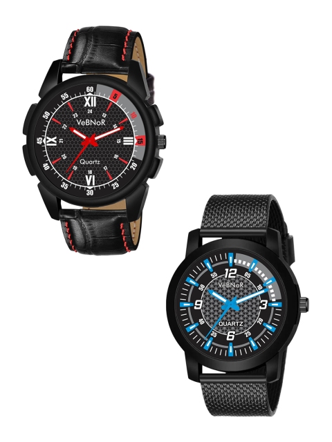 

VeBNoR Boys Black Printed Dial & Multicoloured Straps Analogue Watch