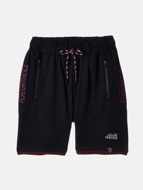 

Monte Carlo Boys Black Mid-Rise Cotton Blend Regular Shorts