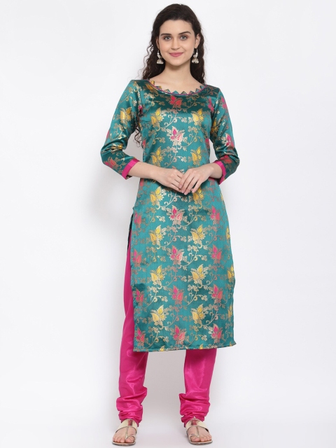 

Me Lady Fashion Green & Magenta Unstitched Dress Material