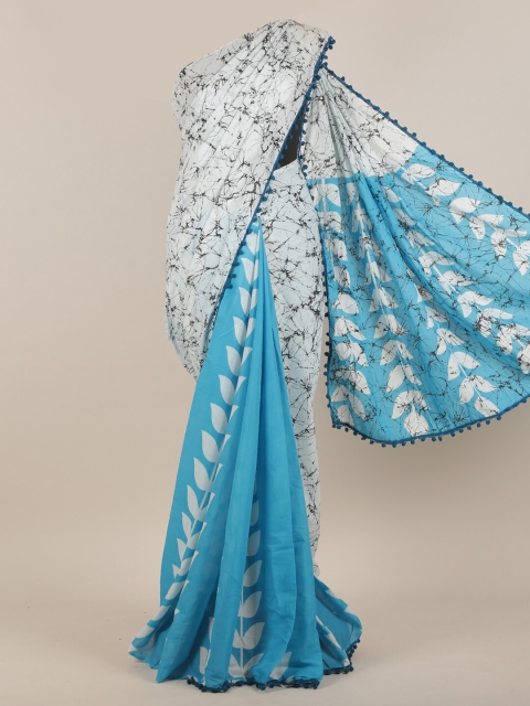 

Pothys Blue & White Floral Saree