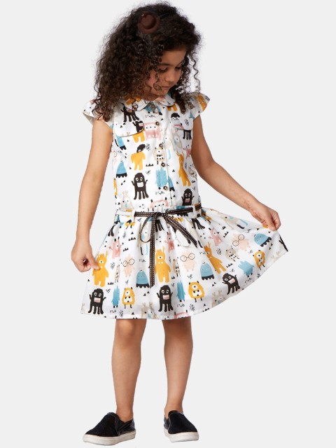

Peppermint Girls Off White Abstract Printed Pure Cotton Dress