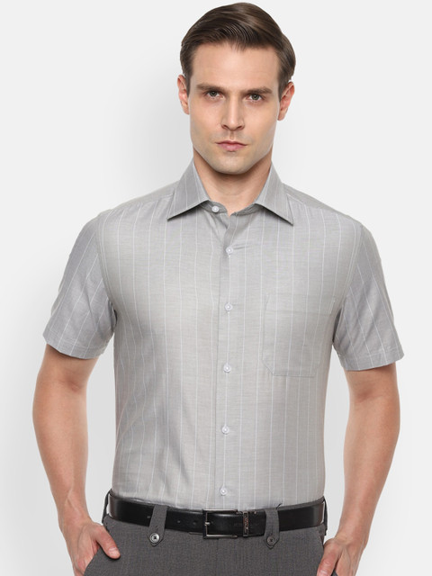 

Louis Philippe Men Grey Striped Casual Shirt