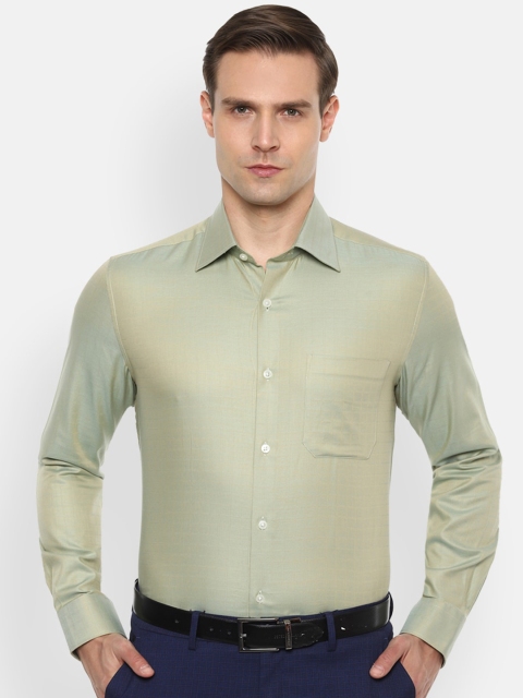 

Louis Philippe Men Olive Green Grid Checked Pure Cotton Formal Shirt