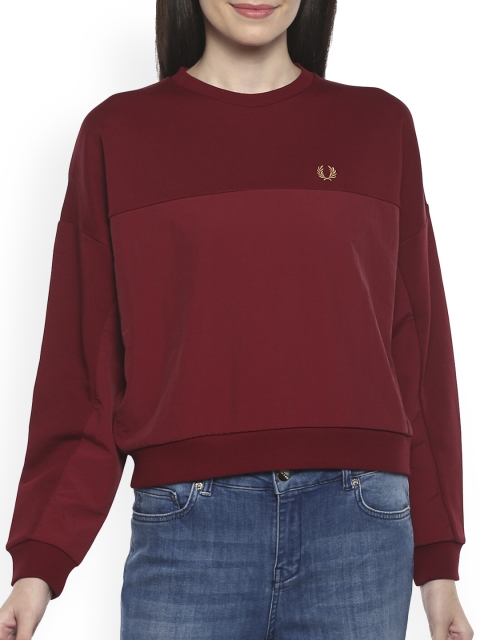 

Fred Perry Women Burgundy Cotton Pullover Sweatshirt