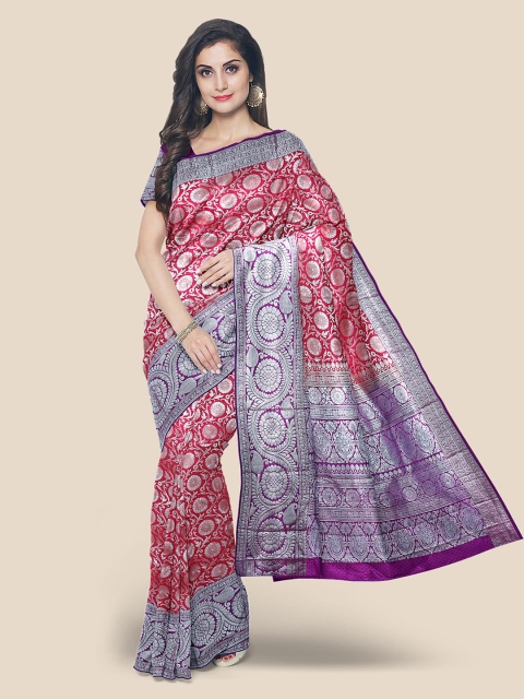 

Kalamandir Pink Woven Design Silk Blend Kanjeevaram Saree