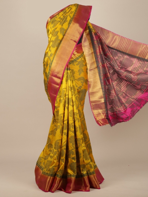 

Pothys Yellow & Pink Woven Design Jute Silk Saree