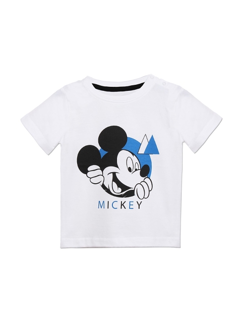

Disney Boys White Mickey Mouse Pure Cotton Printed T-shirt