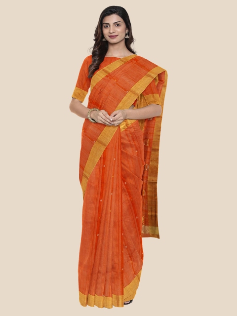

Kalamandir Orange Woven Design Chanderi Saree