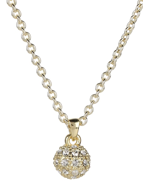 

Ted Baker Gold-Toned & White Stone-Studded Pavra Pave Ball Pendant With Chain