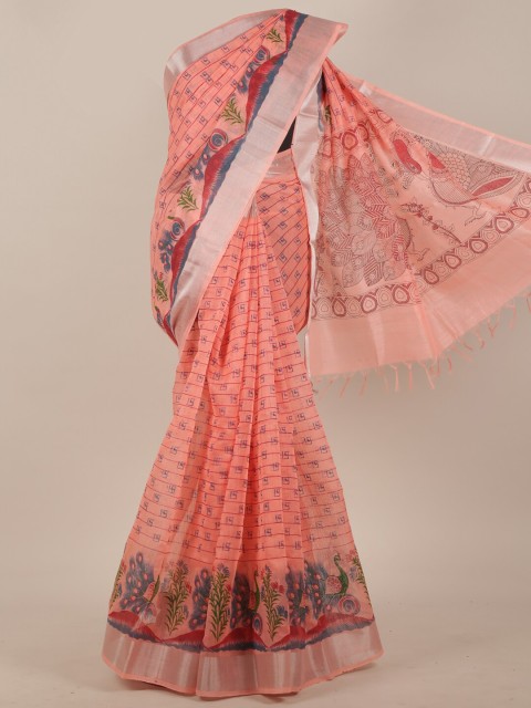 

Pothys Pink & Blue Ethnic Motifs Saree