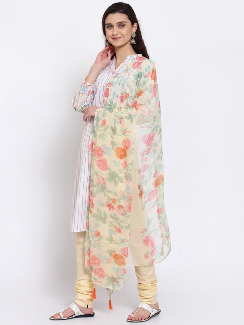 

Me Lady Fashion Off White & Cream-Coloured Printed Semi-Stitched Dress Material