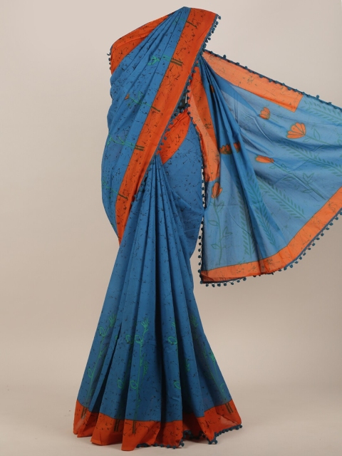 

Pothys Blue & Orange Saree