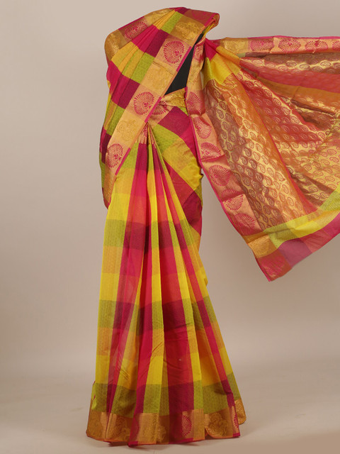 

Pothys Pink & Green Woven Design Silk Cotton Saree