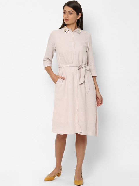 

Allen Solly Woman Women Beige Shirt Dress