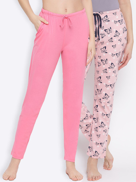 

Kanvin Women Pack of 2 Pure Cotton Lounge Pants, Pink