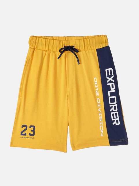 

Monte Carlo Boys Mustard Typography Printed Mid Rise Regular Shorts