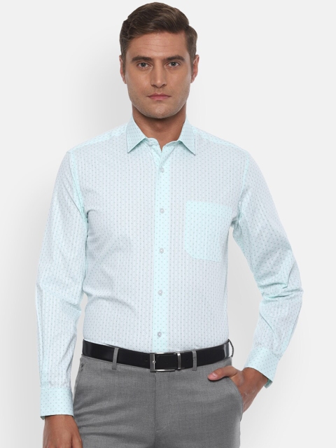 

Louis Philippe Men Blue & White Slim Fit Printed Pure Cotton Formal Shirt