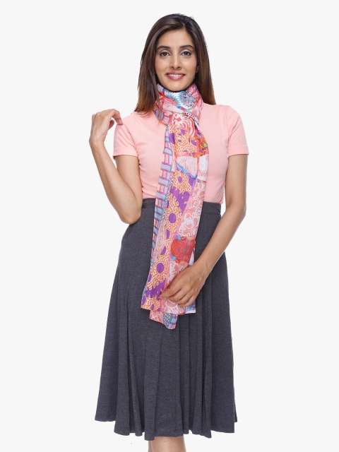 

Scarf & Glitters Women Peach & Blue Printed Scarves