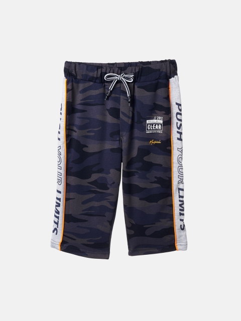 

Monte Carlo Boys Navy Blue Printed Mid-Rise Cotton Blend Shorts