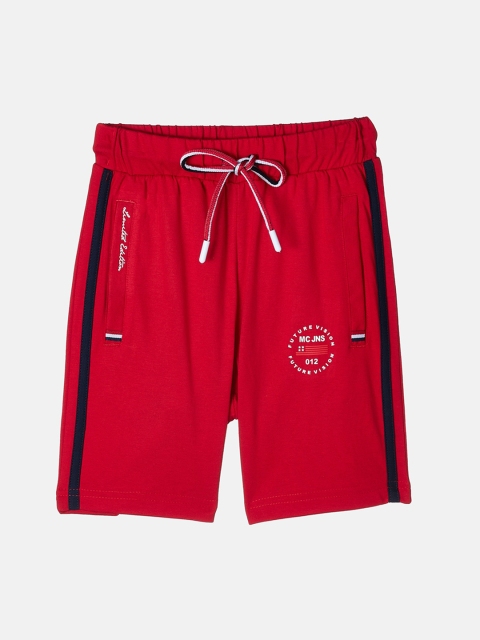 

Monte Carlo Boys Red Mid-Rise Cotton Blend Regular Shorts