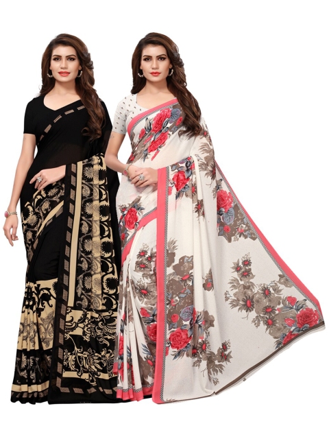 

KALINI Pack of 2 Black & White Floral Saree