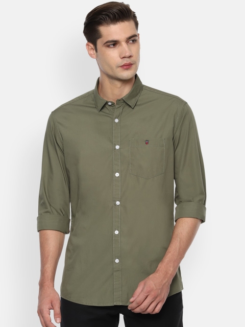 

Louis Philippe Jeans Men Olive Green Slim Fit Solid Pure Cotton Casual Shirt