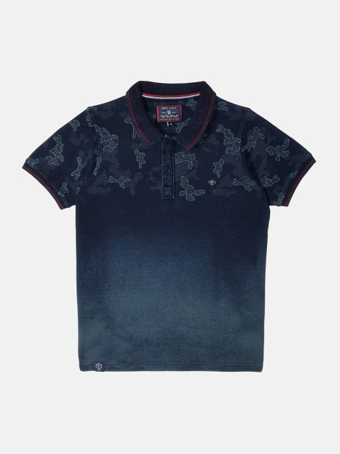 

Monte Carlo Boys Blue Printed Polo Collar T-shirt