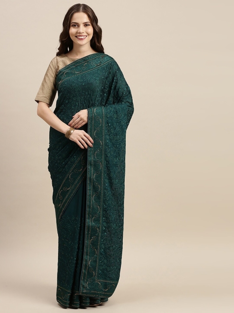 

Soch Green Floral Embroidered Pure Georgette Saree