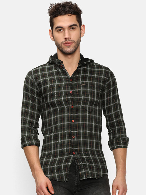 

V2 Value & Variety Men Green Slim Fit Checked Casual Shirt