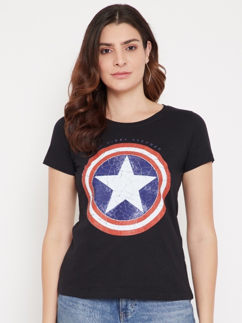 

Marvel by Wear Your Mind Women Black Colourblocked T-shirt