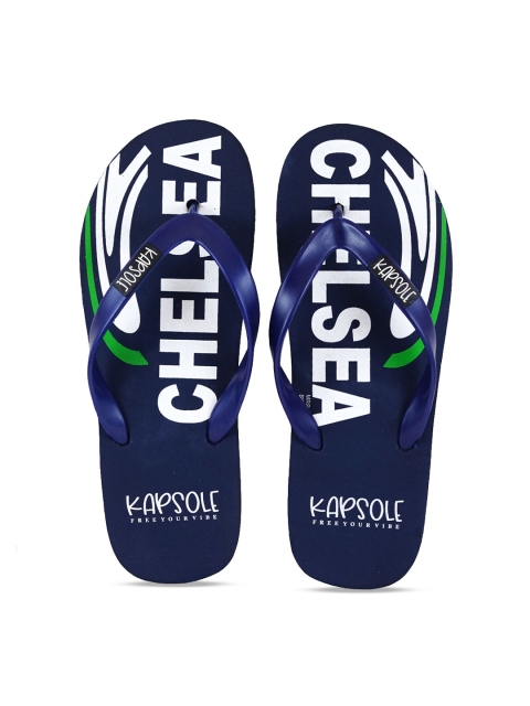 

KAPSOLE Men Blue & White Printed Thong Flip-Flops