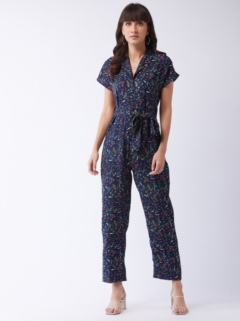 

MAGRE Navy Blue & Red Printed Basic Jumpsuit