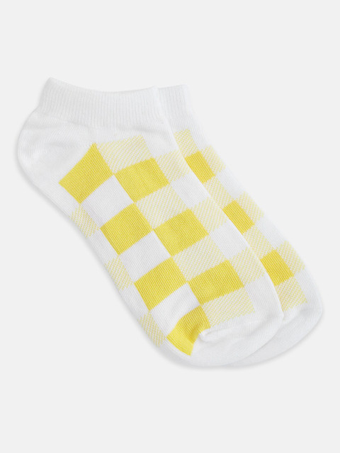 

Honey by Pantaloons Women Yellow & White Checked Ankle-Length Socks